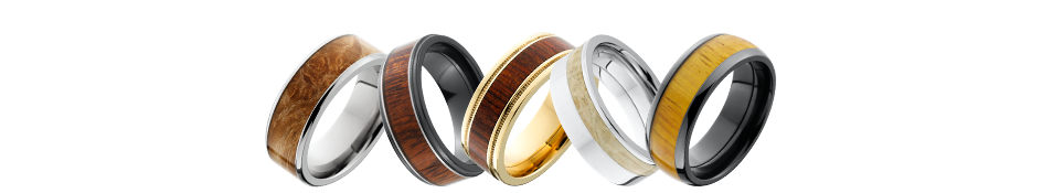 Hardwood wedding rings made with sustainably hardwood combined with luscious metals to craft the perfect balance of beauty to wear on your hand without the worry of it breaking.