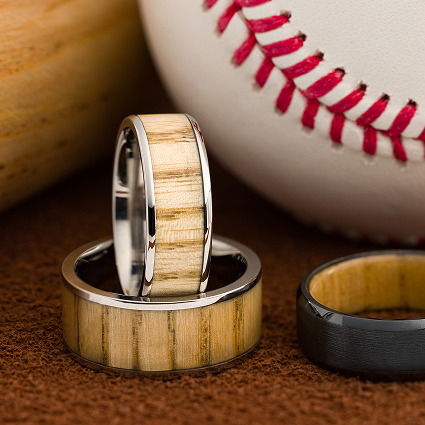 Baseball Bat men's wedding bands.