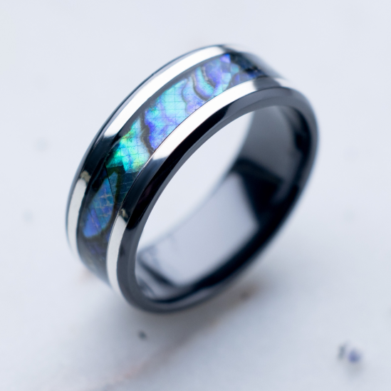 Band with abalone shell inlay
